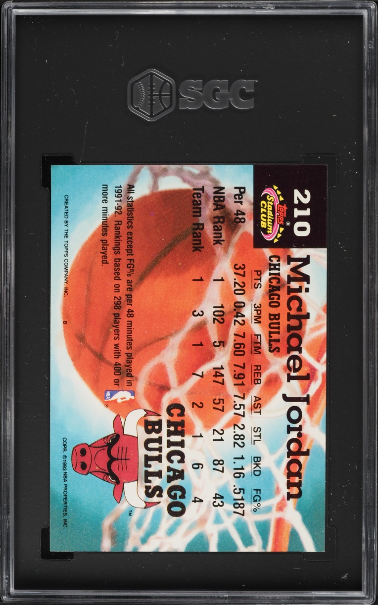 1992 Stadium Club Members Choice Michael Jordan #210 SGC 10 GEM MINT