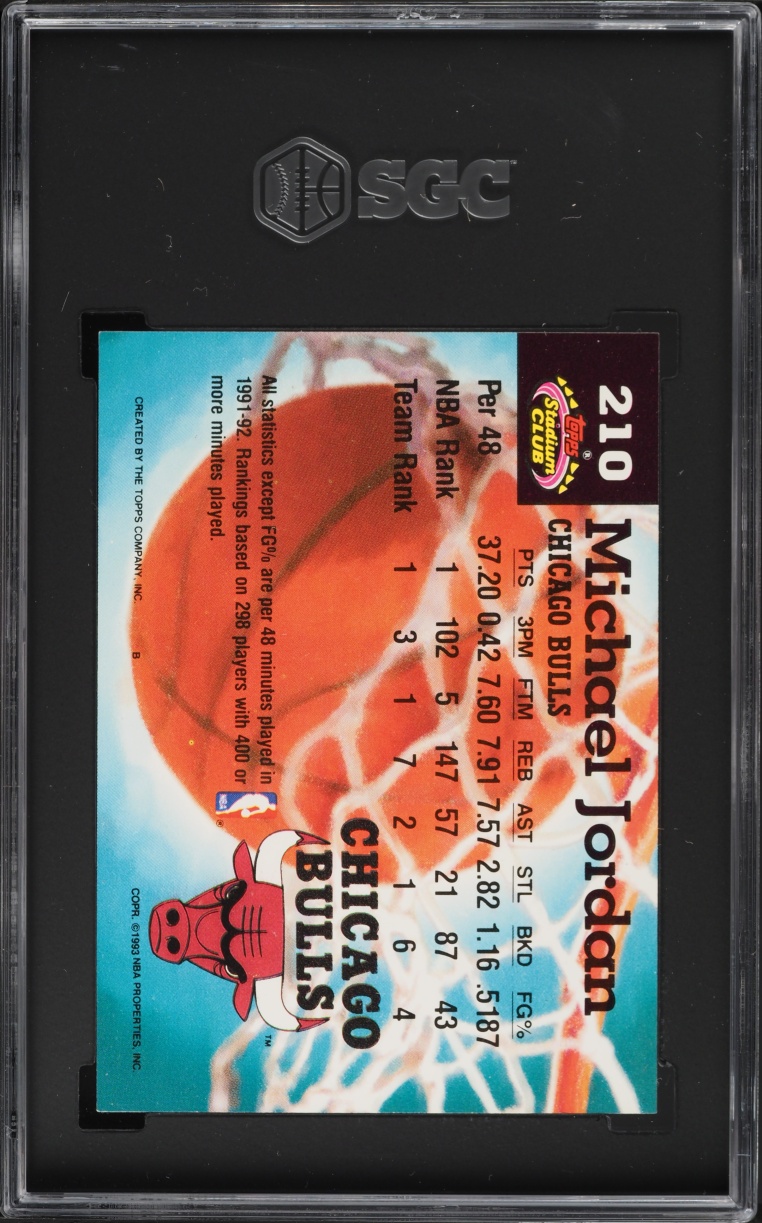 1992 Stadium Club Members Choice Michael Jordan #210 SGC 9 MINT