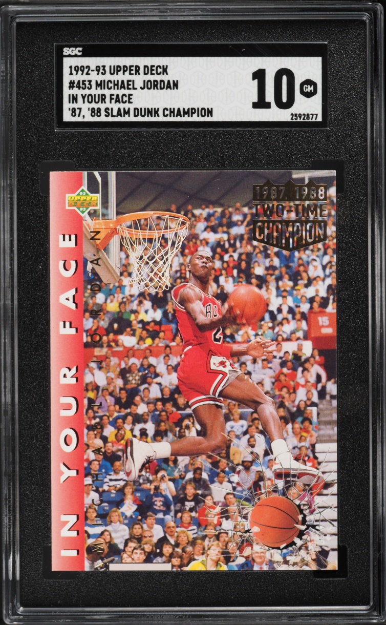 1992 Upper Deck In Your Face '87 & '88 Slam Dunk Champion Michael Jordan #453 SGC 10 GEM MINT