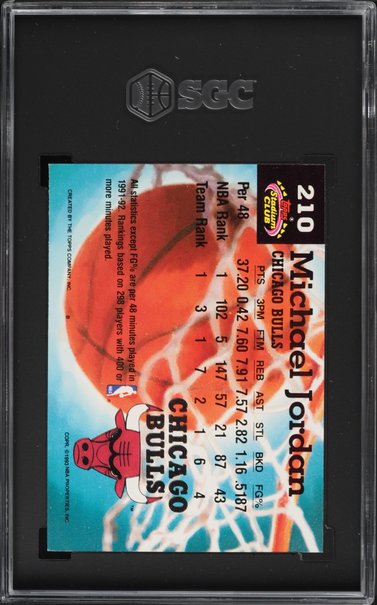 1992 Stadium Club Members Choice Michael Jordan #210 SGC 9 MINT