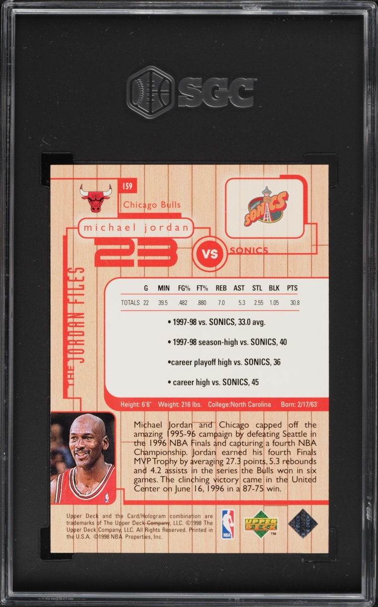 1998 Upper Deck MJ Living Legend The Jordan Files Michael Jordan #159 SGC 9.5 MINT+