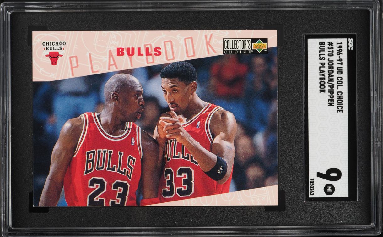 1996 Collector's Choice Bulls Playbook Michael Jordan Scottie Pippen #370 SGC 9 MINT