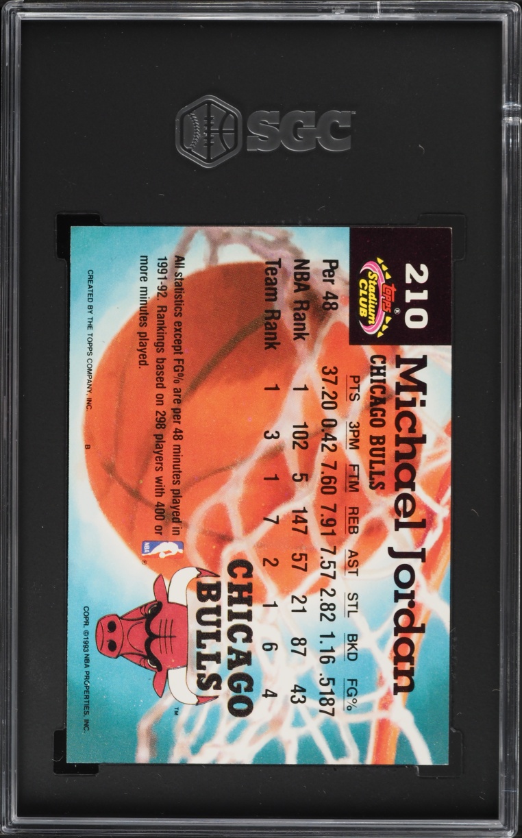 1992 Stadium Club Members Choice Michael Jordan #210 SGC 9 MINT