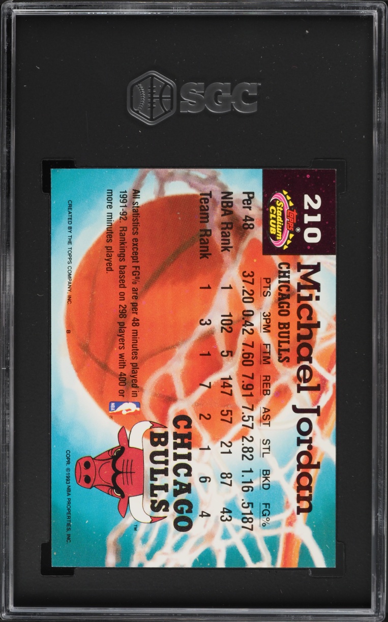 1992 Stadium Club Members Choice Michael Jordan #210 SGC 9 MINT