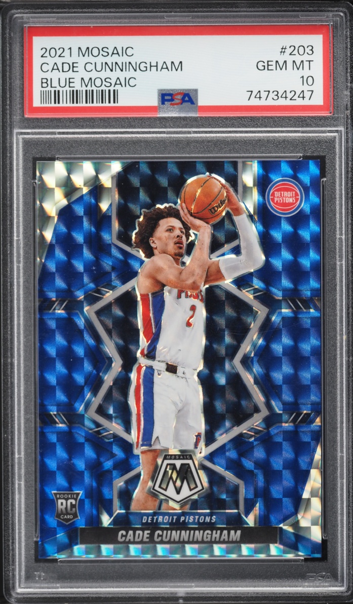 2021 Panini Mosaic Blue Mosaic Cade Cunningham ROOKIE /99 #203 PSA 10 GEM MINT