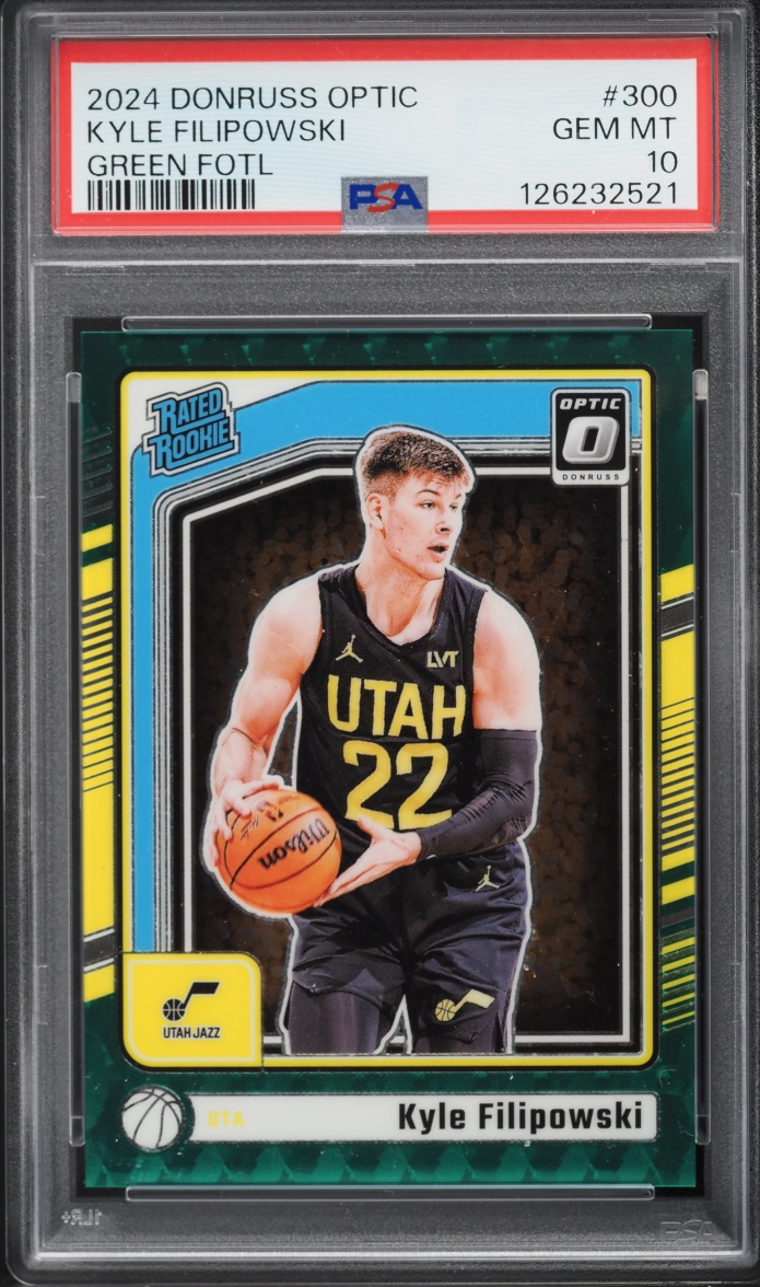 2024 Panini Donruss Optic Green FOTL Kyle Filipowski ROOKIE /14 #300 PSA 10 GEM MINT