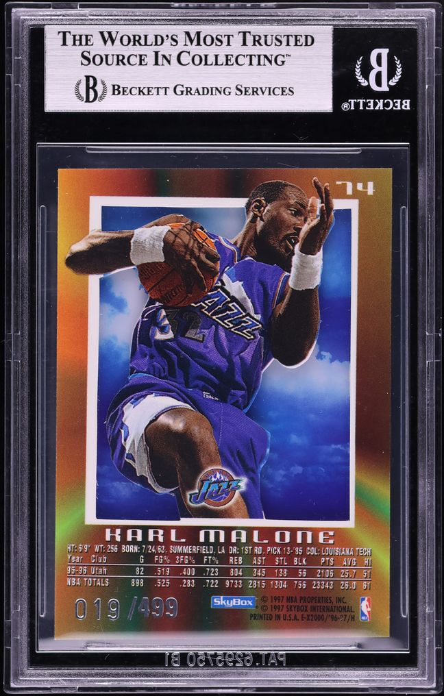 1996 Skybox E-X2000 Credentials Karl Malone /499 #74 BGS 8 NM-MT