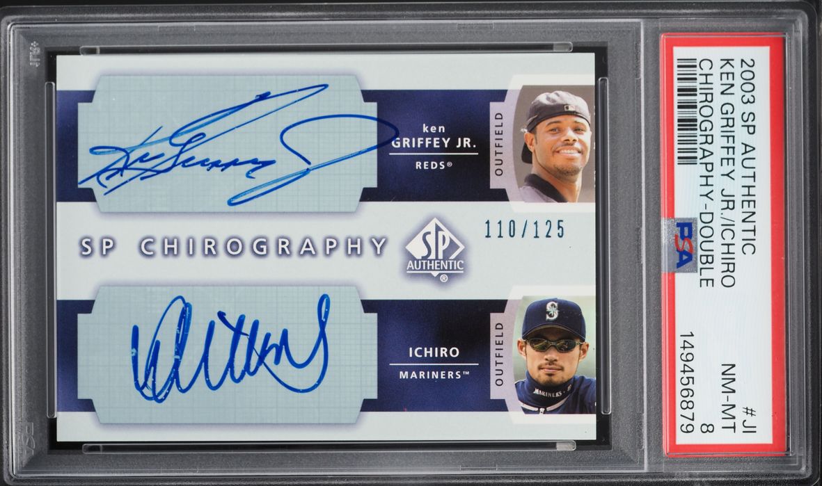 2003 SP Authentic Chirography Double Ken Griffey Jr. Ichiro Suzuki AUTO /125 #JI PSA 8 NM-MT