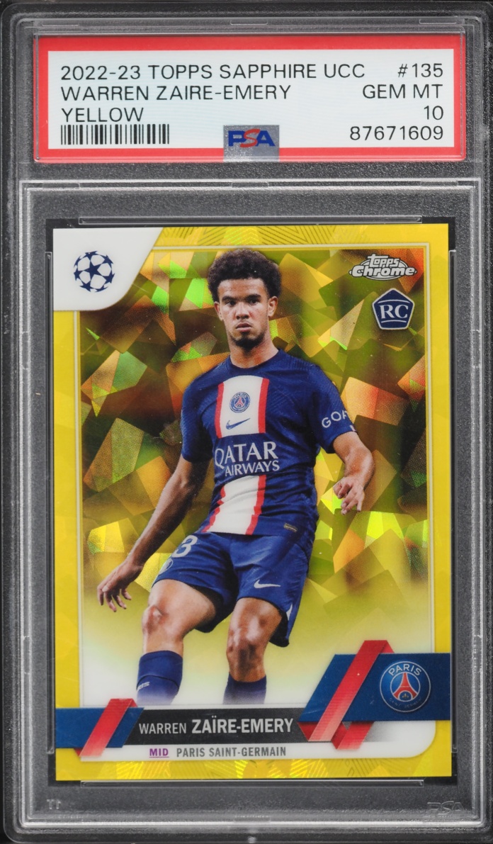 2022 Topps Chrome Sapphire UCC Yellow Warren Zaire-Emery ROOKIE /99 #135 PSA 10 GEM MINT