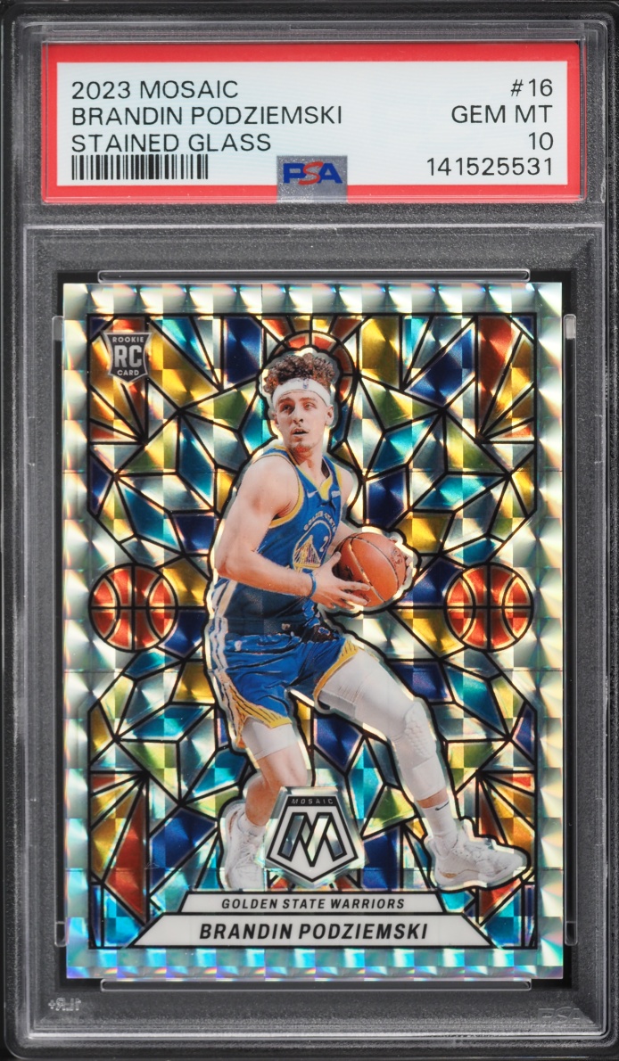 2023 Panini Mosaic Stained Glass Prizm Brandin Podziemski ROOKIE #16 PSA 10 GEM MINT
