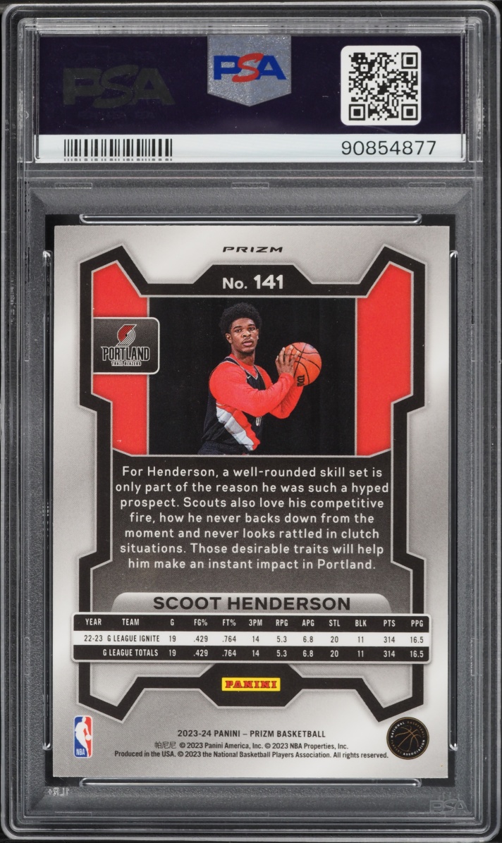 2023 Panini Prizm Silver Scoot Henderson ROOKIE #141 PSA 10 GEM MINT