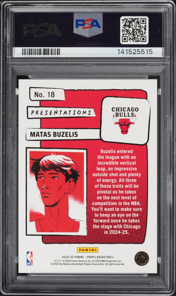 2024 Hoops Presentations Matas Buzelis ROOKIE #18 PSA 10 GEM MINT