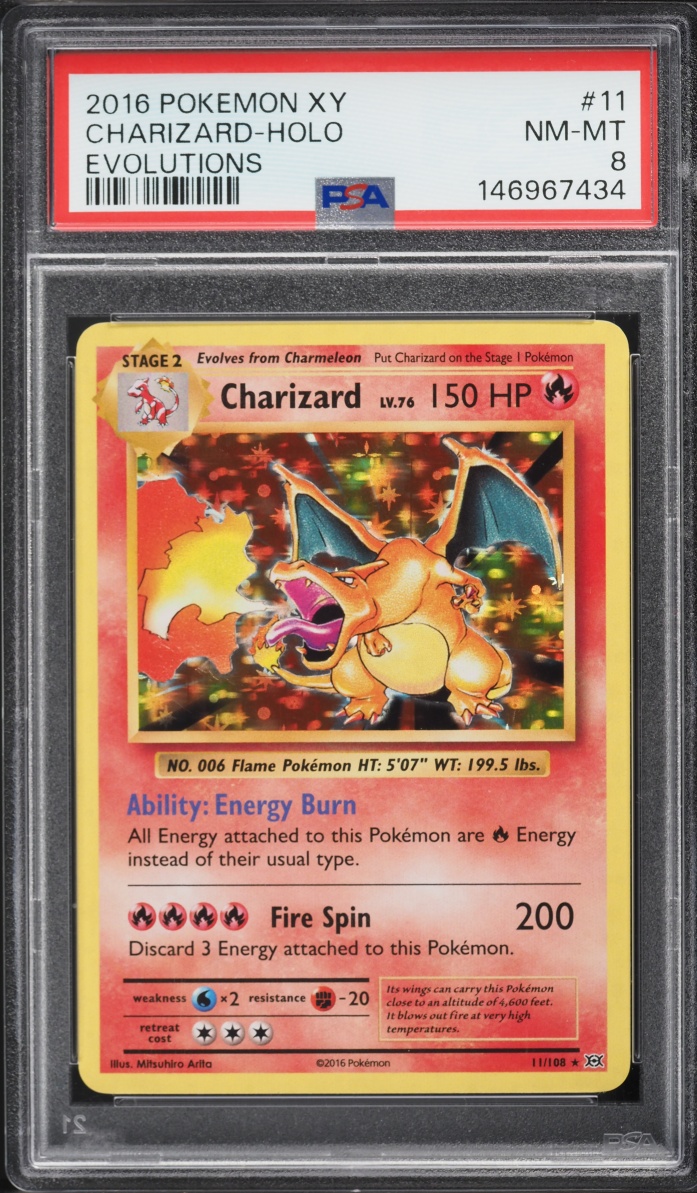 2016 Pokemon XY Evolutions Holo Charizard #11 PSA 8 NM-MT