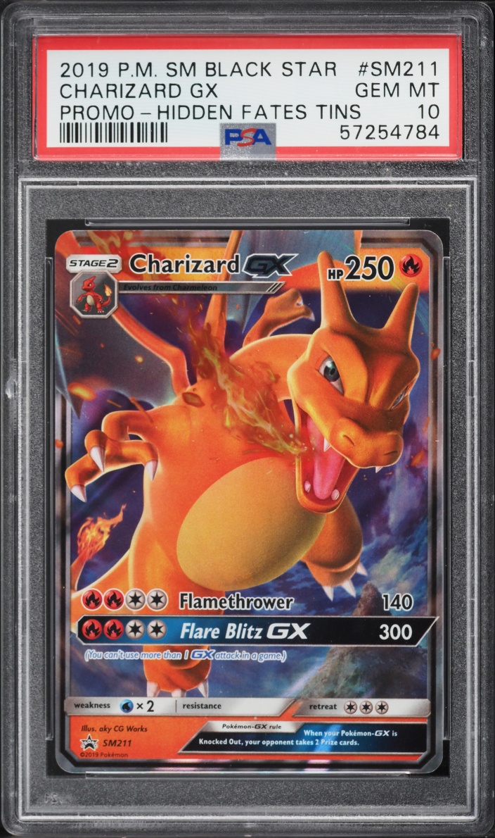 2019 Pokemon Sun & Moon Black Star Promo Hidden Fates Holo Charizard GX #SM211 PSA 10 GEM MINT