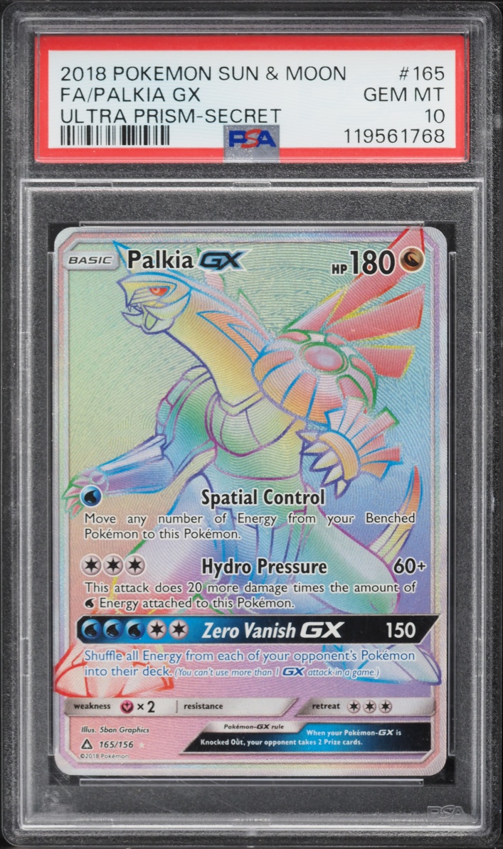 2018 Pokemon Sun & Moon Ultra Prism Rainbow Rare Palkia GX #165 PSA 10 GEM MINT