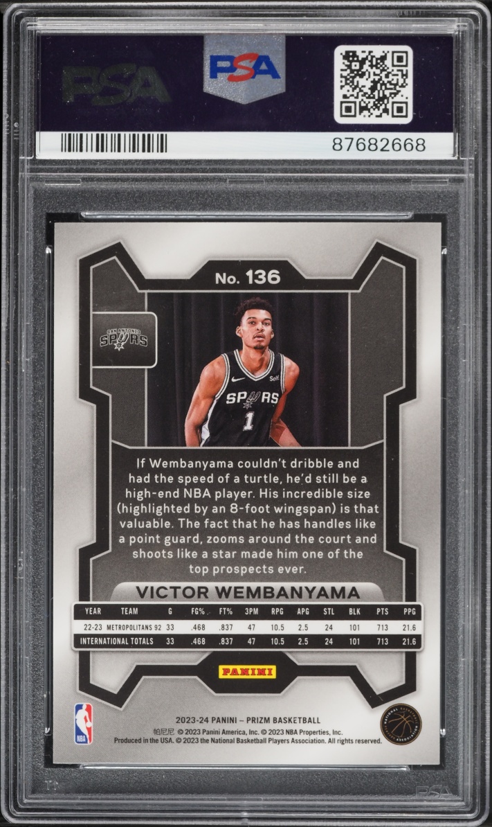 2023 Panini Prizm Victor Wembanyama ROOKIE #136 PSA 10 GEM MINT