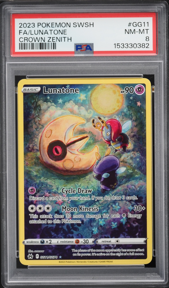 2023 Pokemon Sword & Shield Crown Zenith Galarian Gallery Alt Art Lunatone #GG11 PSA 8 NM-MT