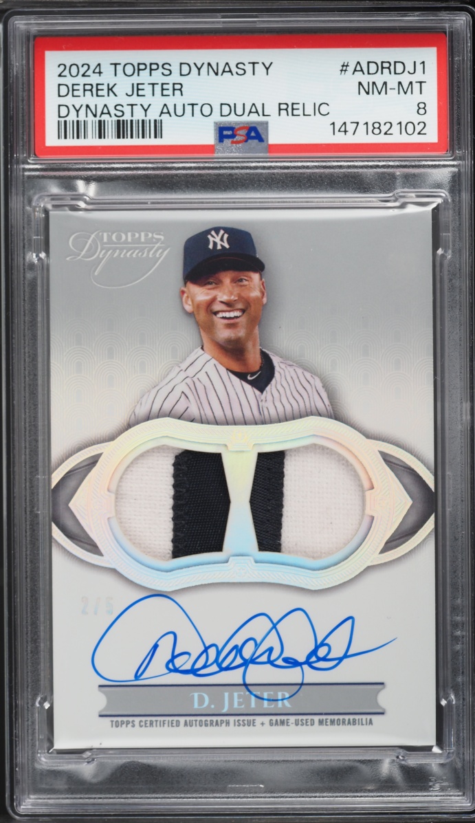 2024 Topps Dynasty Dual Derek Jeter PATCH AUTO JERSEY # 2/5 #ADRDJ1 PSA 8 NM-MT
