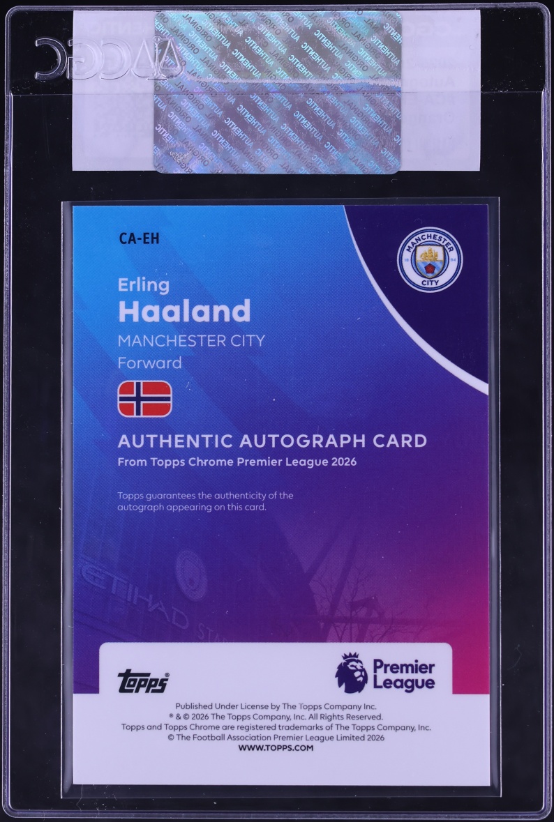 2025 Topps Chrome Premier League Orange Geometric Refractor Erling Haaland AUTO /25 CGC AUTH