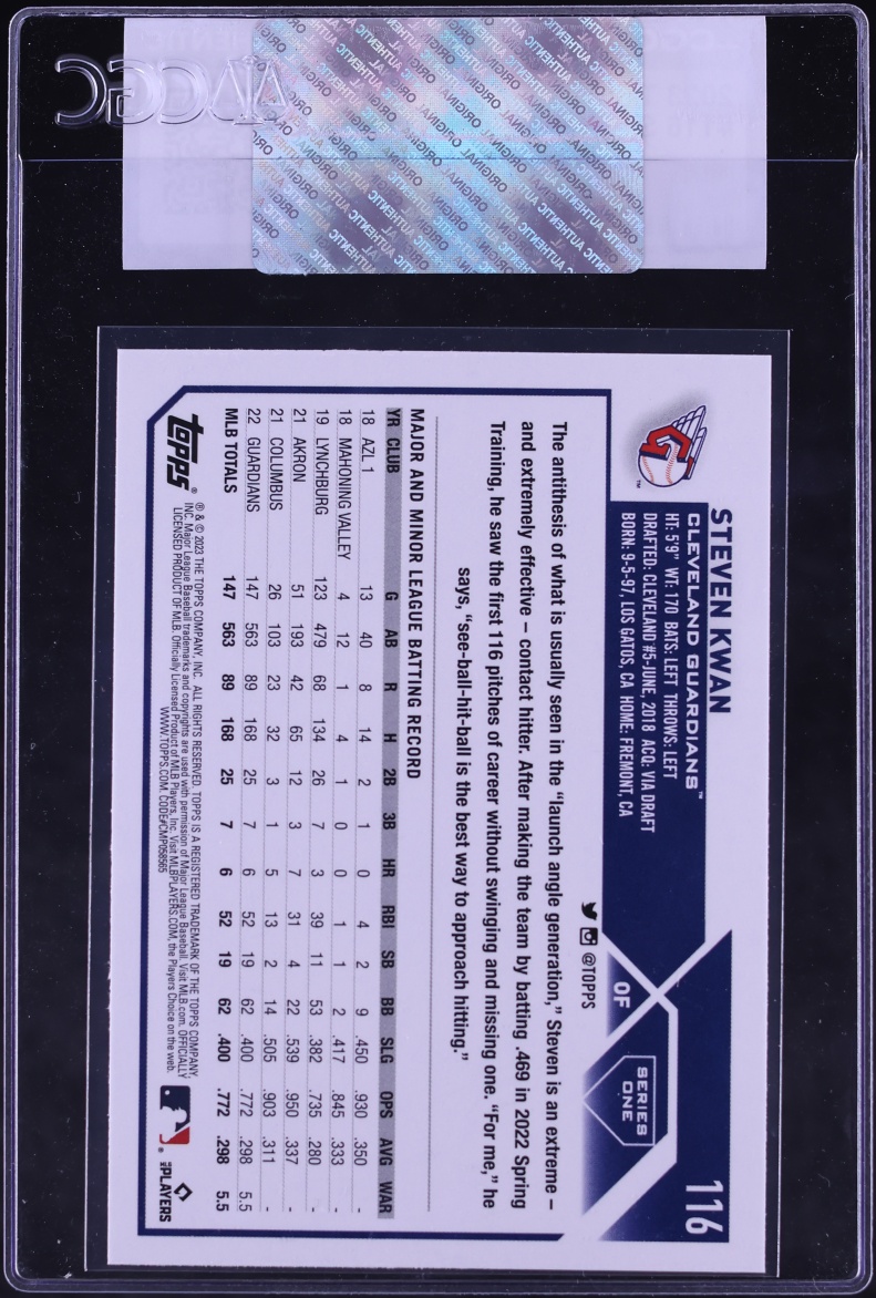 2023 Topps Steven Kwan #116 CGC AUTH