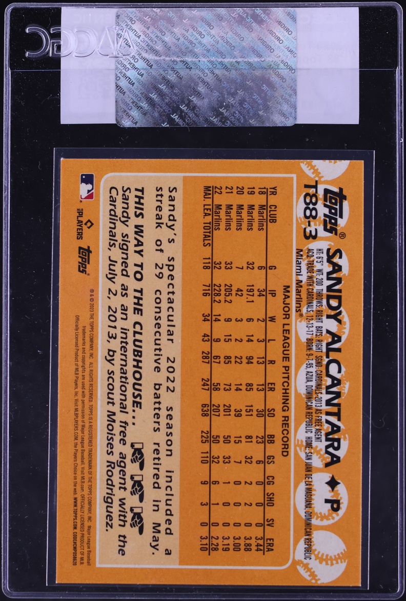 2023 Topps '88 Sandy Alcantara #T88-3 CGC AUTH