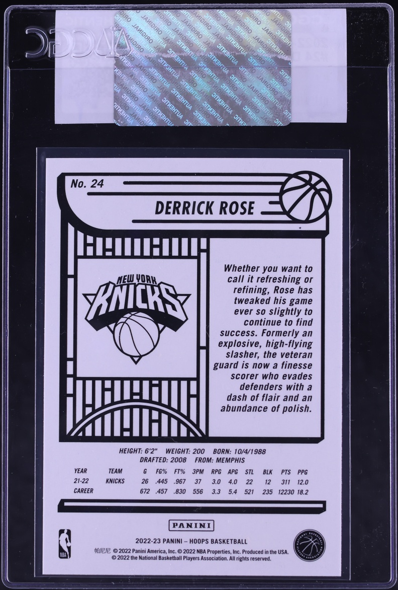 2022 Hoops Derrick Rose #24 CGC AUTH