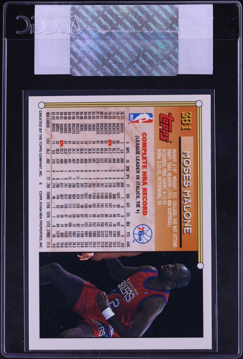 1993 Topps Moses Malone #381 CGC AUTH