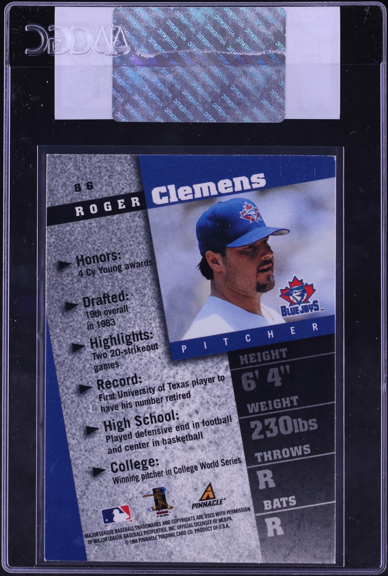 1998 Pinnacle Inside Roger Clemens #86 CGC AUTH