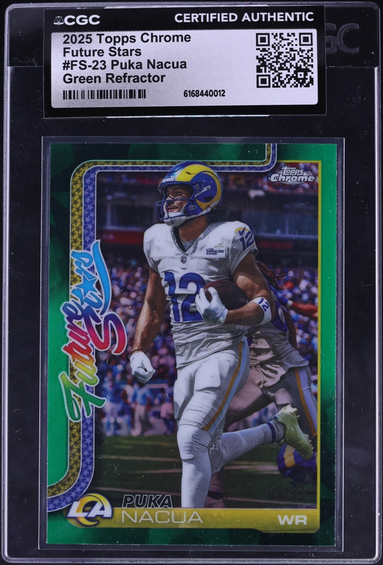 2025 Topps Chrome Football Green Refractor Puka Nacua #FS-23 CGC AUTH
