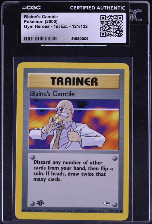 2000 Pokemon Gym Heroes 1st Edition Blaine's Gamble #121 CGC AUTH