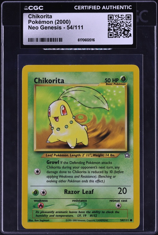 2000 Pokemon Neo Genesis Chikorita #54 CGC AUTH