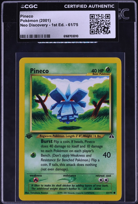 2001 Pokemon Neo Discovery 1st Edition Pineco #61 CGC AUTH