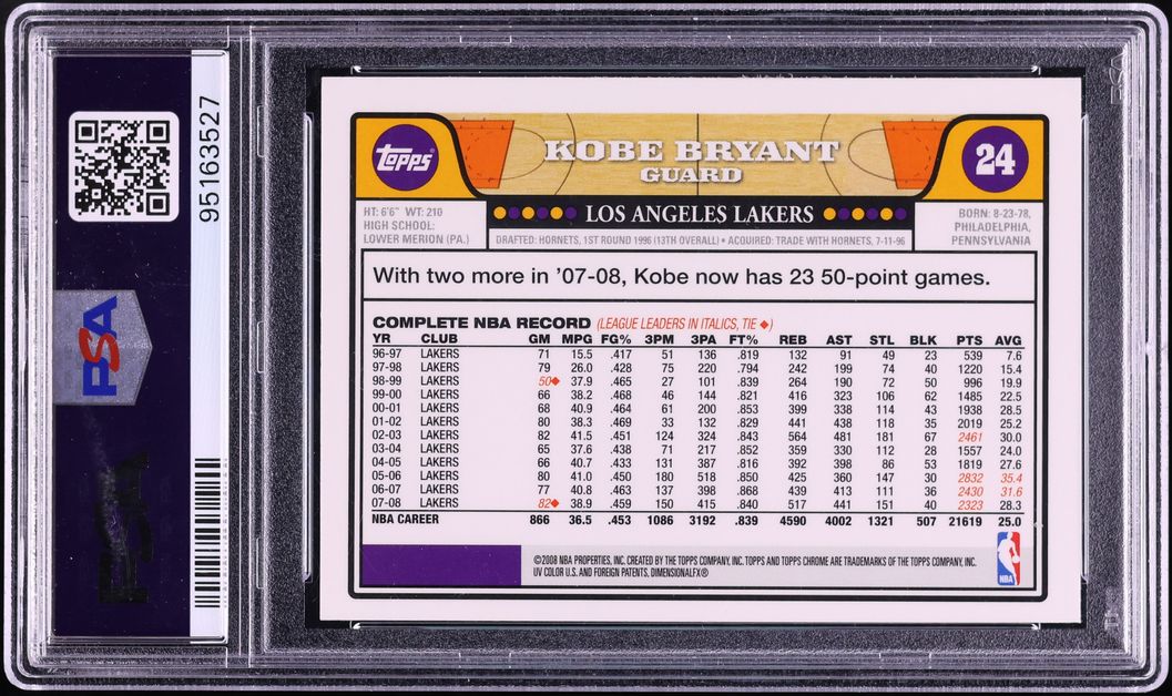 2008 Topps Chrome Kobe Bryant w/ LeBron James #24 PSA 9 MINT