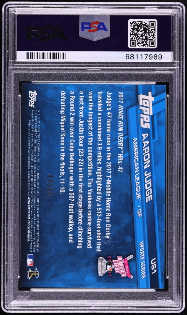 2017 Topps Update Hot Pink Aaron Judge ROOKIE /50 #US1 PSA 9 MINT