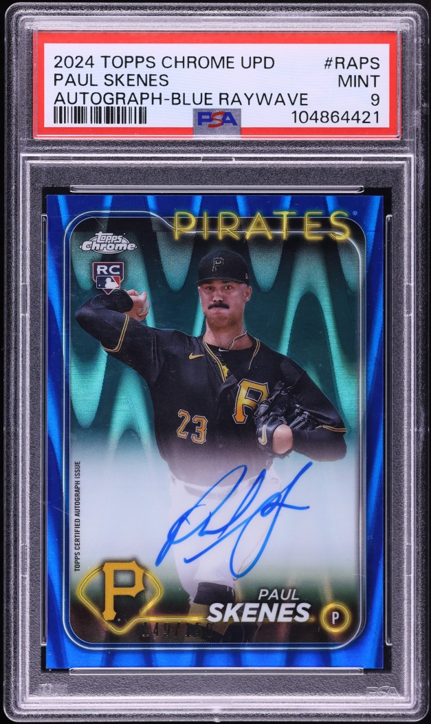 2024 Topps Chrome Update Blue RayWave Refractor Paul Skenes ROOKIE AUTO /150 #RAPS PSA 9 MINT