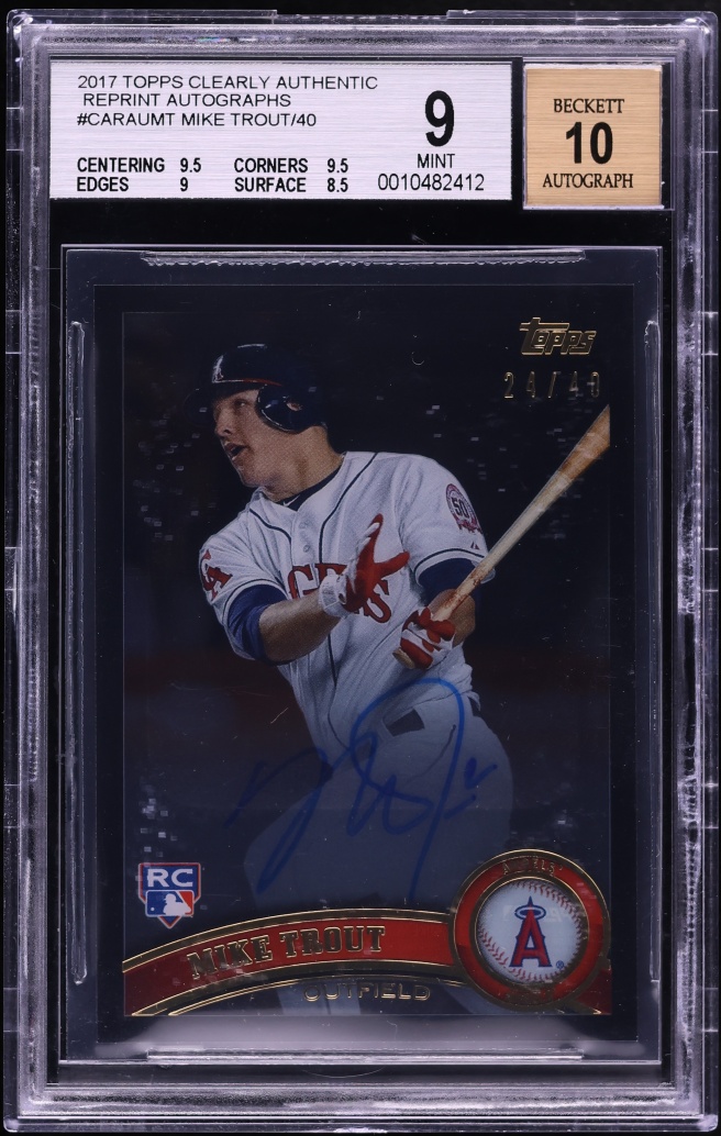 2017 Topps Clearly Authentic Reprint Mike Trout ROOKIE AUTO /40 #CARAU-MT BGS 9 MINT