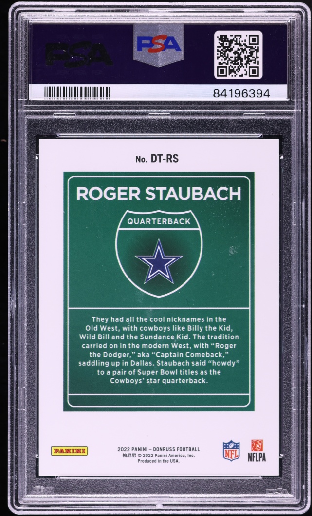 2022 Donruss Downtown Roger Staubach #DT-RS PSA 9 MINT