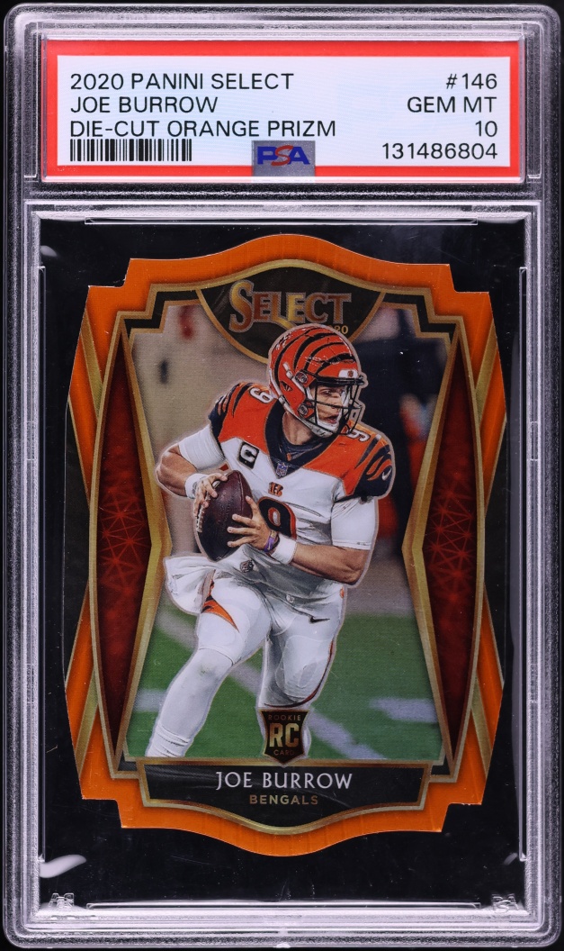 2020 Select Premier Level Orange Prizm Die-Cut Joe Burrow ROOKIE #146 PSA 10 GEM MINT