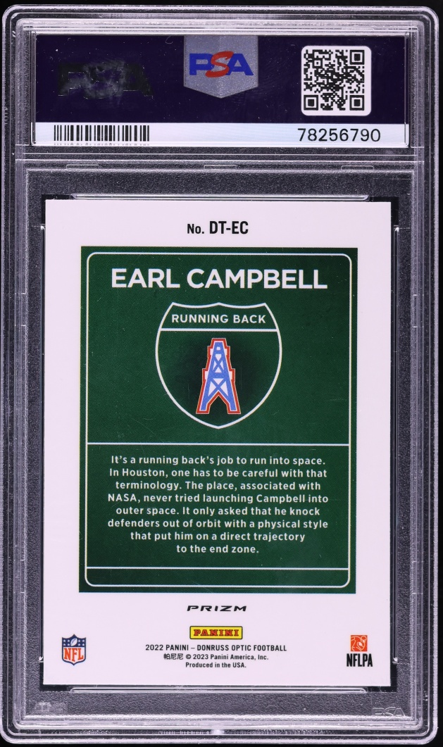 2022 Donruss Optic Downtown Earl Campbell #DT-EC PSA 9 MINT
