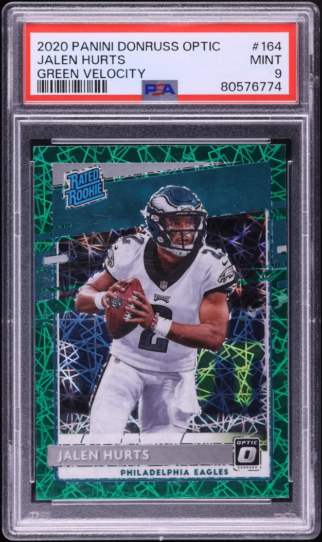 2020 Donruss Optic Green Velocity Prizm Jalen Hurts ROOKIE #164 PSA 9 MINT