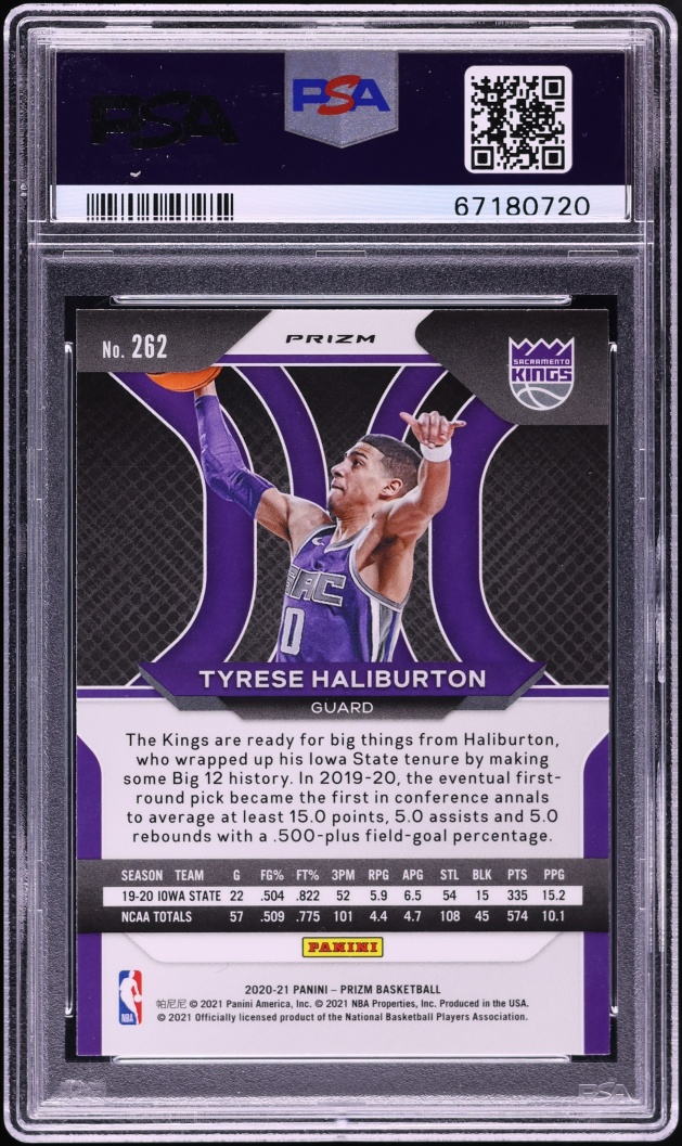 2020 Panini Prizm Red Ice Tyrese Haliburton ROOKIE #262 PSA 10 GEM MINT