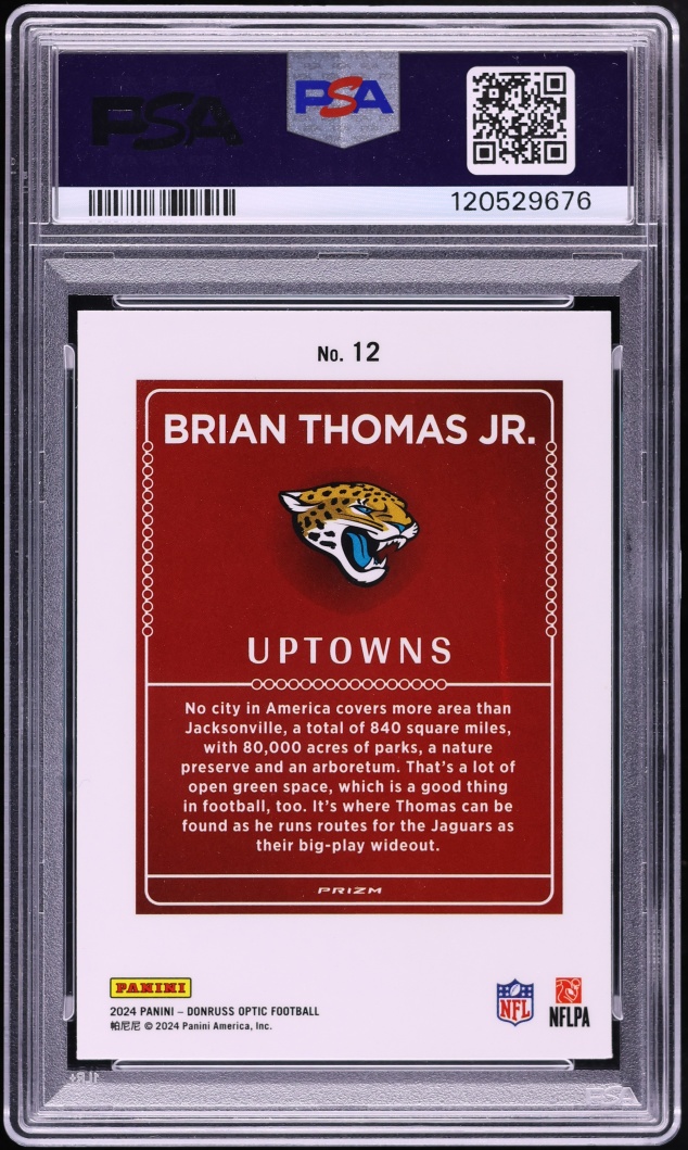 2024 Donruss Optic Uptowns Prizm Brian Thomas Jr. ROOKIE #12 PSA 9 MINT