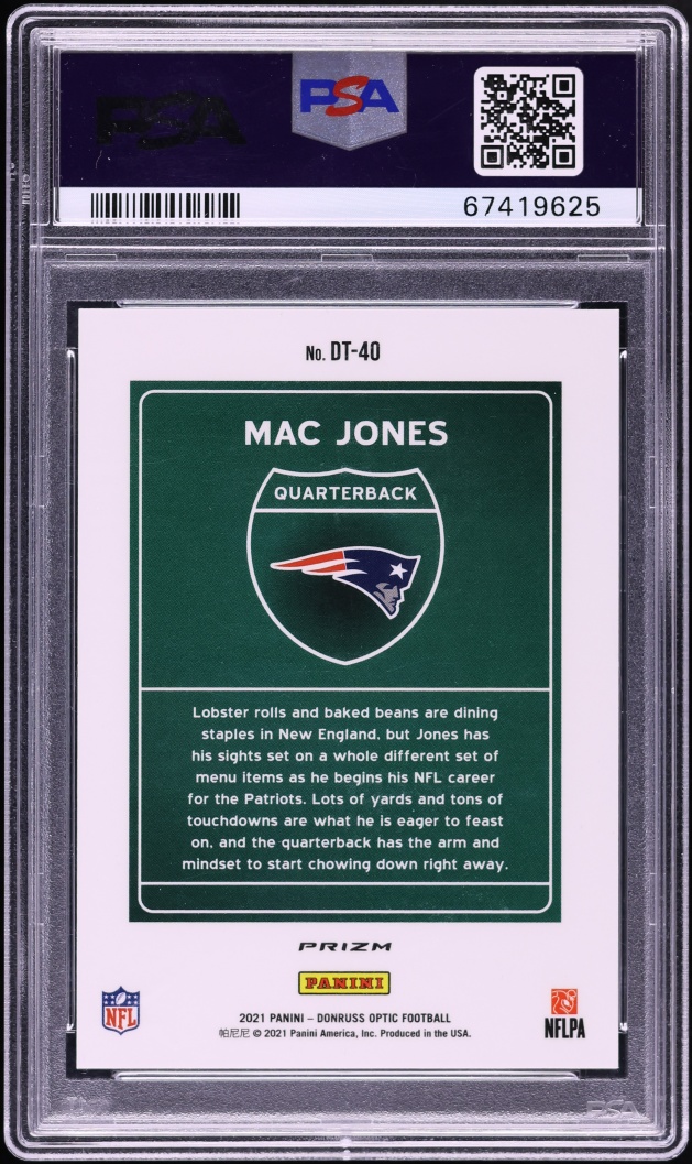2021 Donruss Optic Downtown Mac Jones ROOKIE #DT-40 PSA 9 MINT