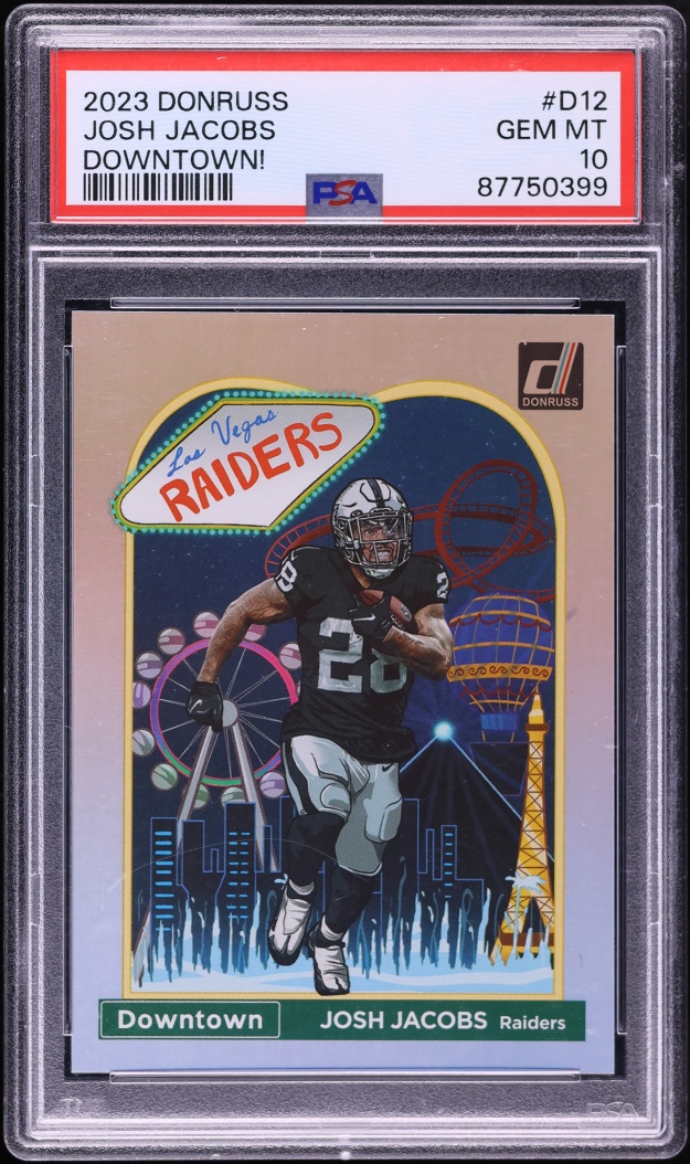 2023 Donruss Downtown Josh Jacobs #D-12 PSA 10 GEM MINT