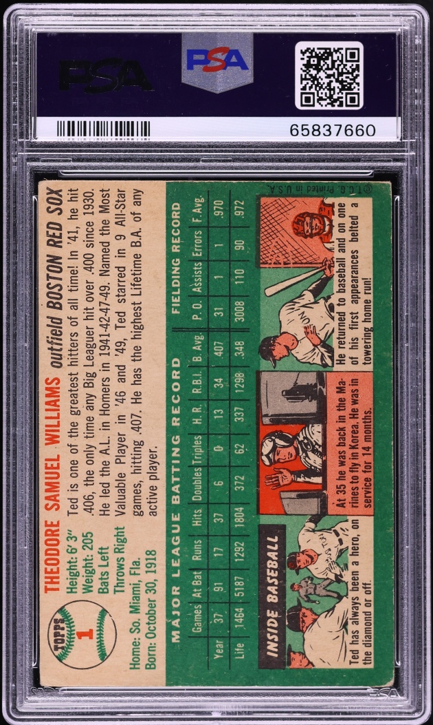 1954 Topps Ted Williams #1 PSA 3 VG