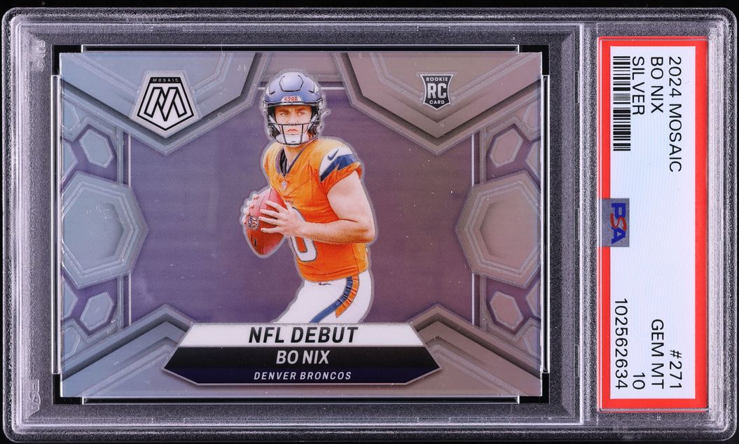 2024 Panini Mosaic NFL Debut Silver Bo Nix ROOKIE #271 PSA 10 GEM MINT