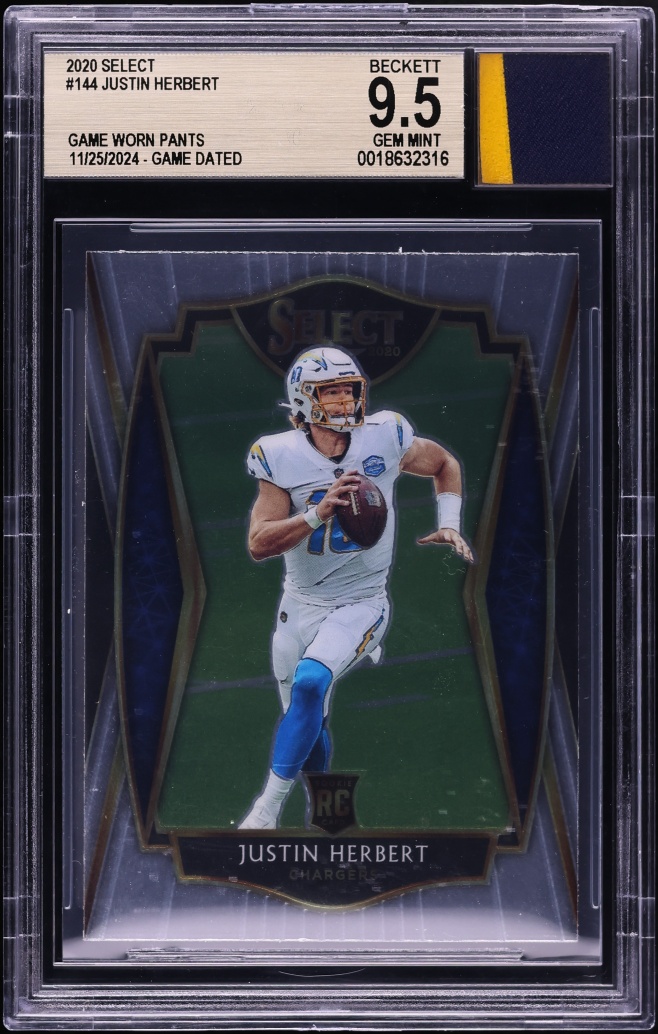 2020 Select Premier Level Jersey Fusion Justin Herbert ROOKIE AUTO PATCH #144 BAS BGS 9.5 GEM