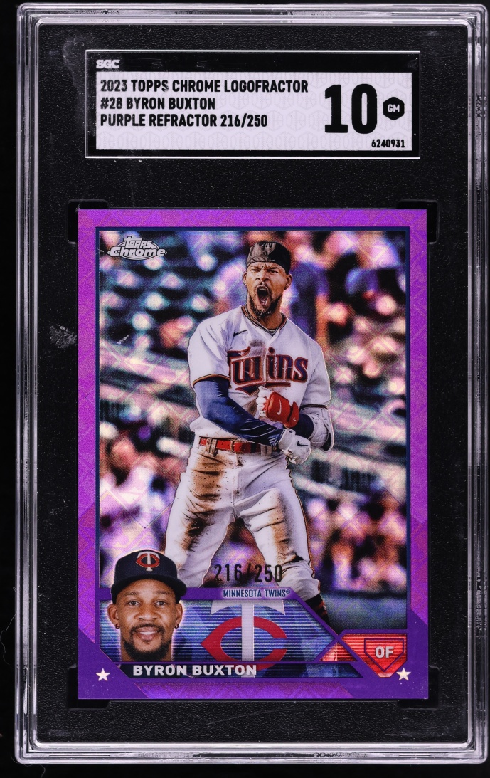 2023 Topps Chrome Logofractor Purple Refractor Byron Buxton /250 #28 SGC 10 GEM