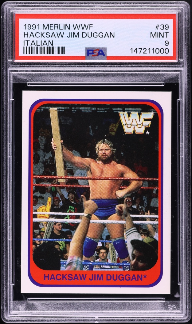 1991 Merlin WWF Italian Hacksaw Jim Duggan #39 PSA 9 MINT