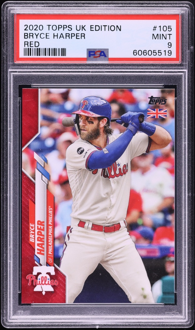 2020 Topps UK Edition Red Bryce Harper 1/5 #105 PSA 9 MINT